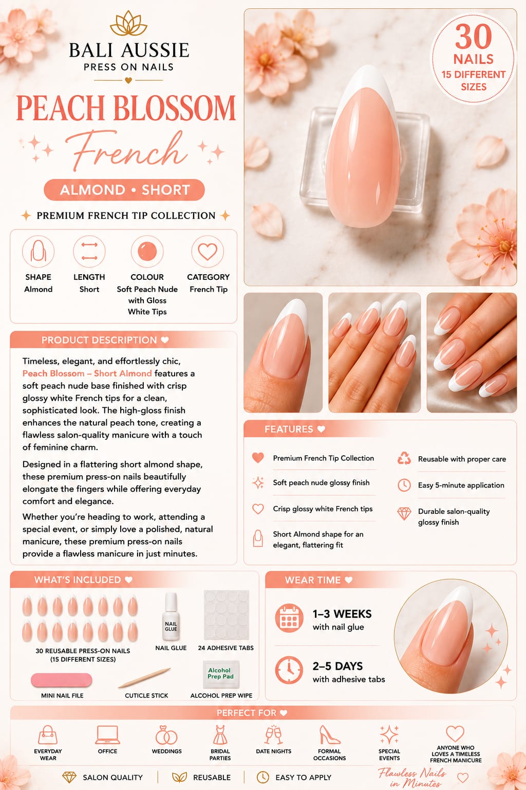 Peach Blossom - Short Almond