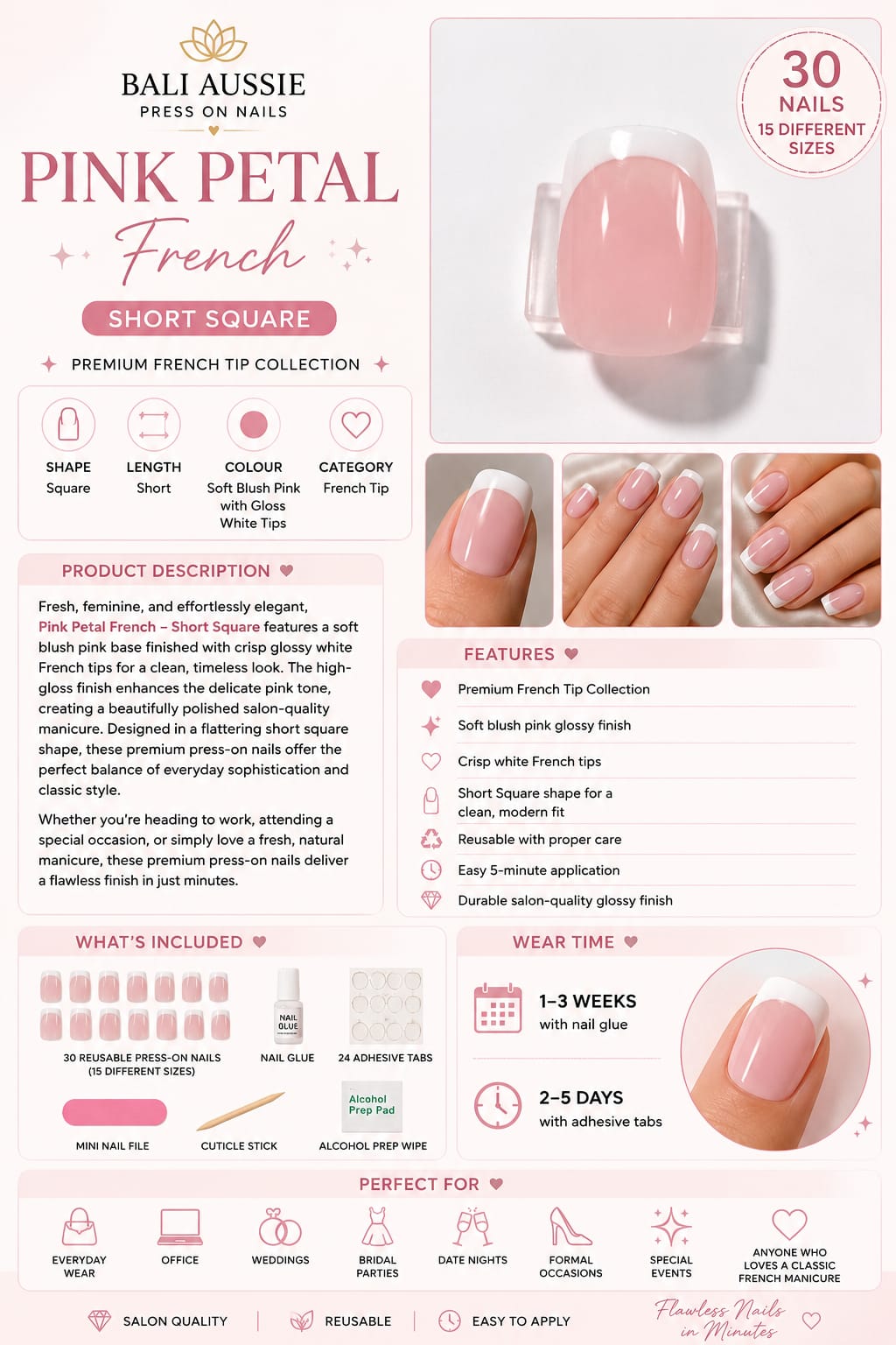 Pink Petals - Short Square